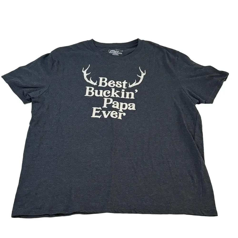 Crazy Dog “Best Buckin Papa Ever” Hunting Antler Graphic Tee Blue Sz 2X - Picture 2 of 6